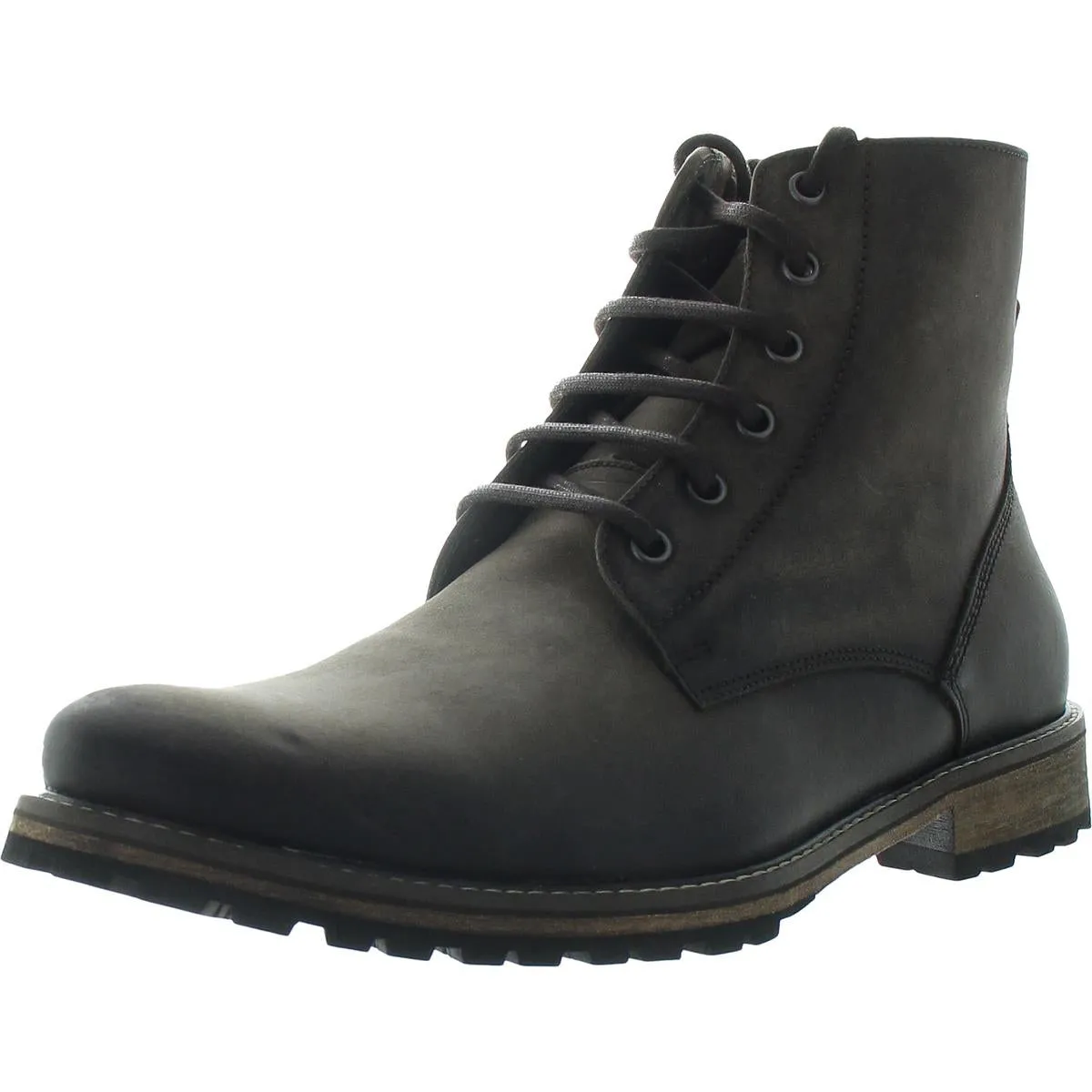 Hoyt Mens Zipper Leather Combat & Lace-Up Boots