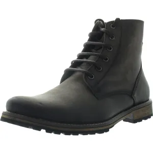 Hoyt Mens Zipper Leather Combat & Lace-Up Boots