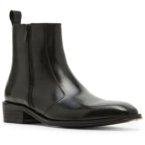 Hyphen Womens Double Zipper Faux Leather Mid-Calf Boots