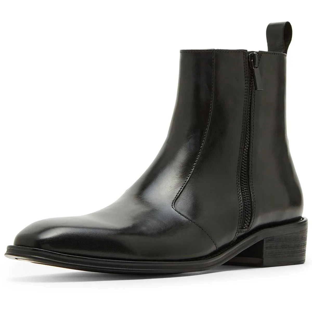 Hyphen Womens Double Zipper Faux Leather Mid-Calf Boots