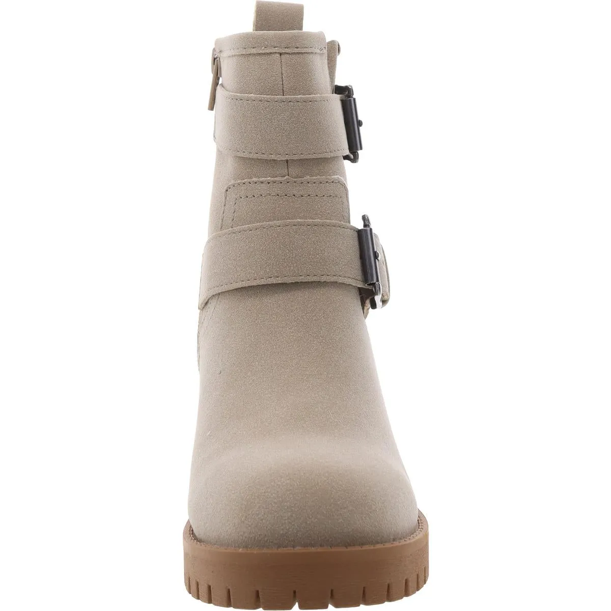 Jessi Womens Faux Leather Block Heel Ankle Boots
