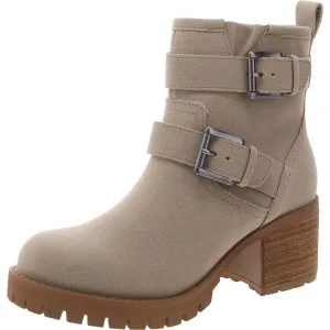 Jessi Womens Faux Leather Block Heel Ankle Boots