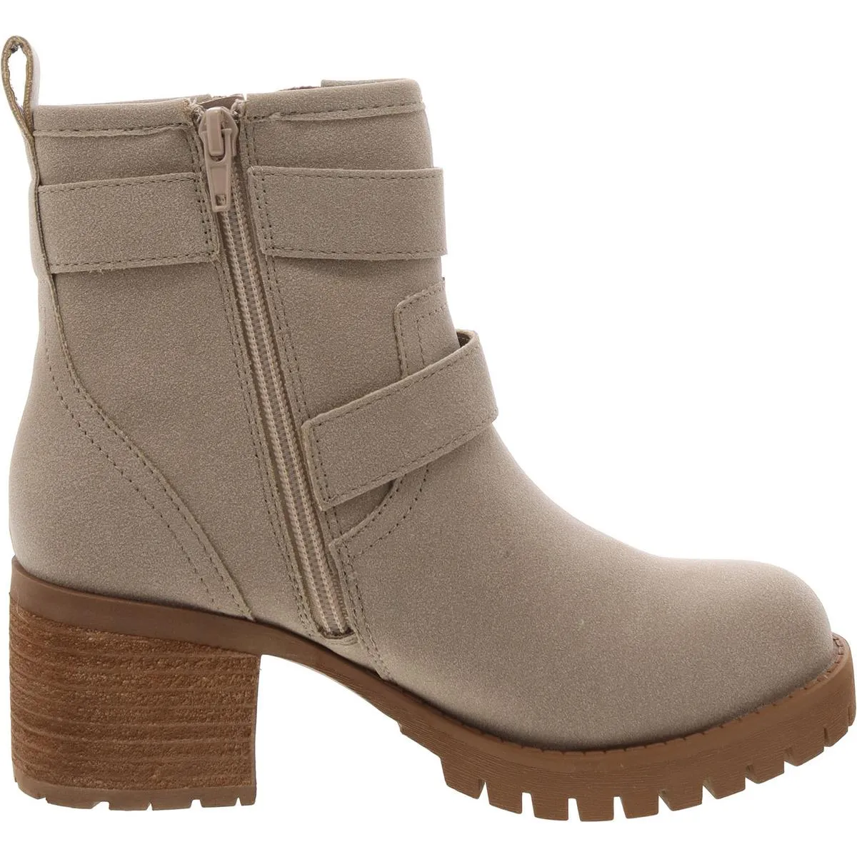 Jessi Womens Faux Leather Block Heel Ankle Boots