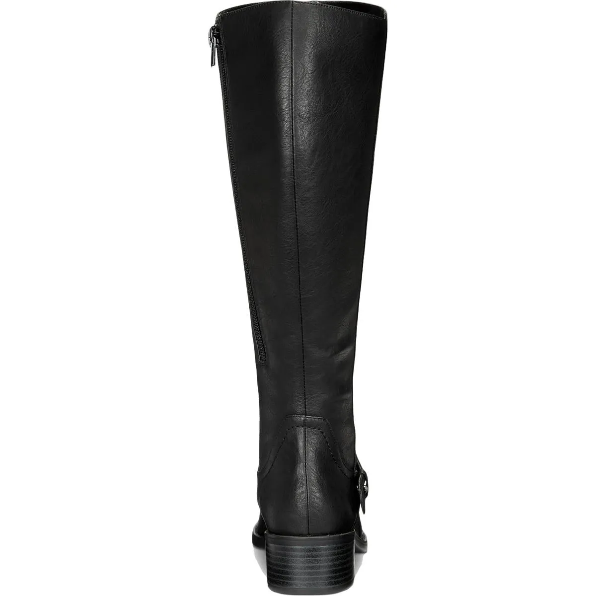 Jewel Womens Faux Leather Stacked Heel Riding Boots