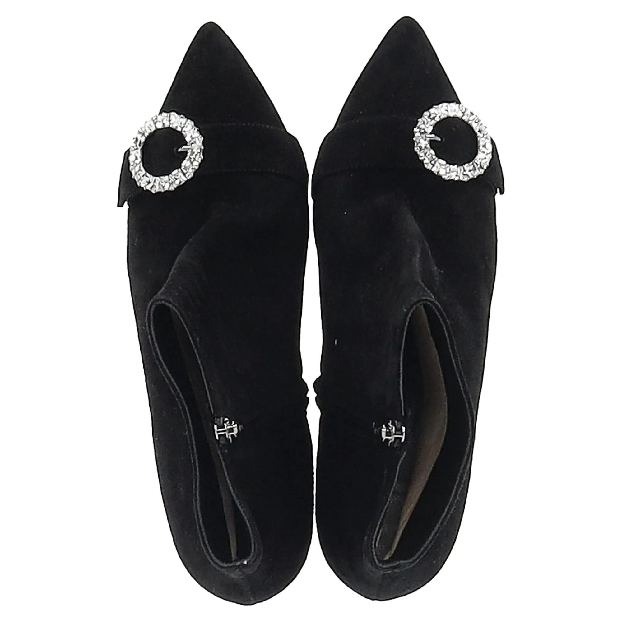 Jimmy Choo Hanover 65 Embellished Pointed Toe Ankle Boots in Black Suede