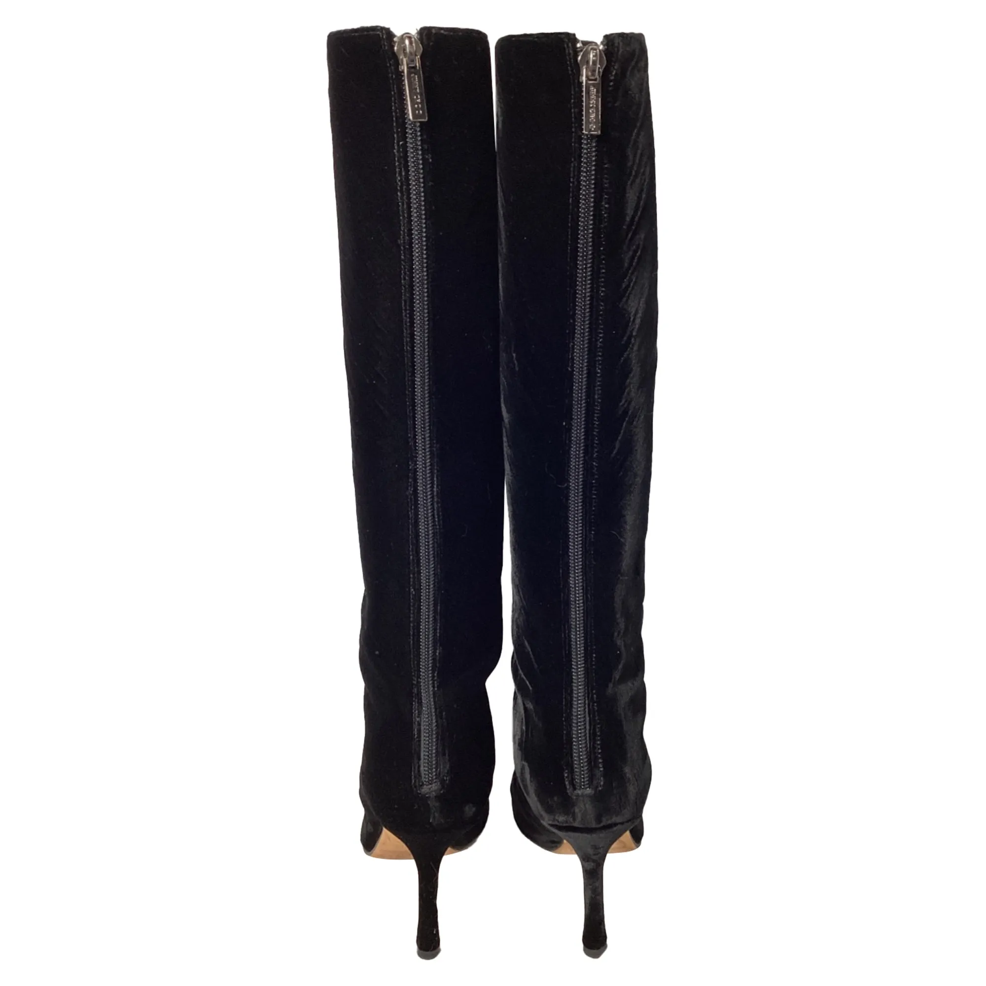Jimmy Choo Knee-High Boots in Black Velvet