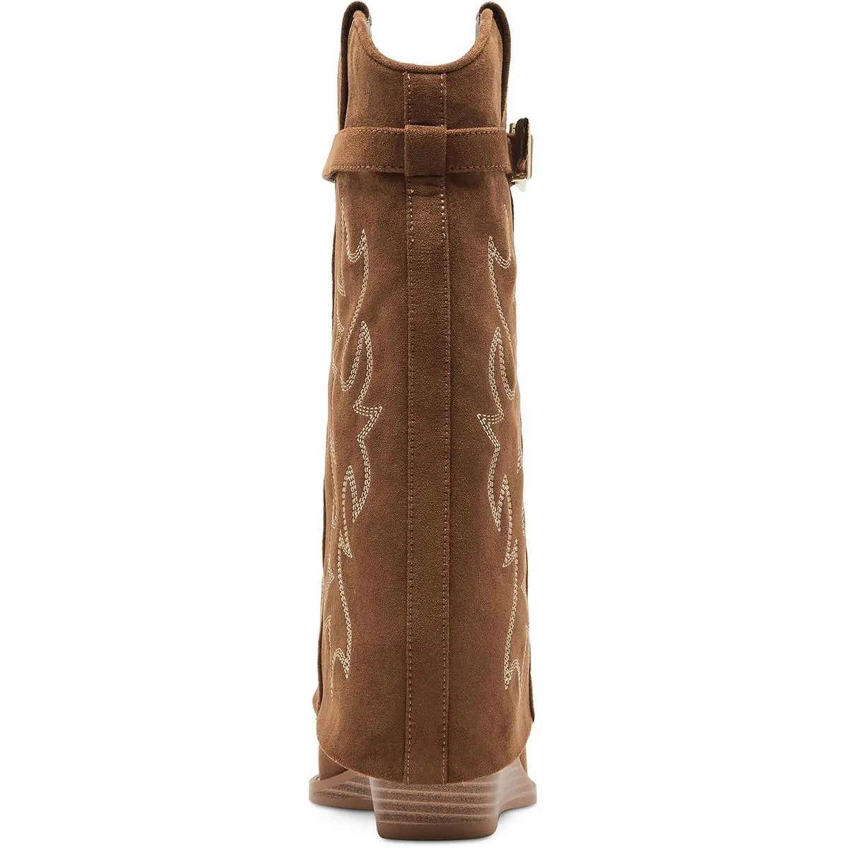 JJOE Womens Belted Faux Leather Wedge Boots