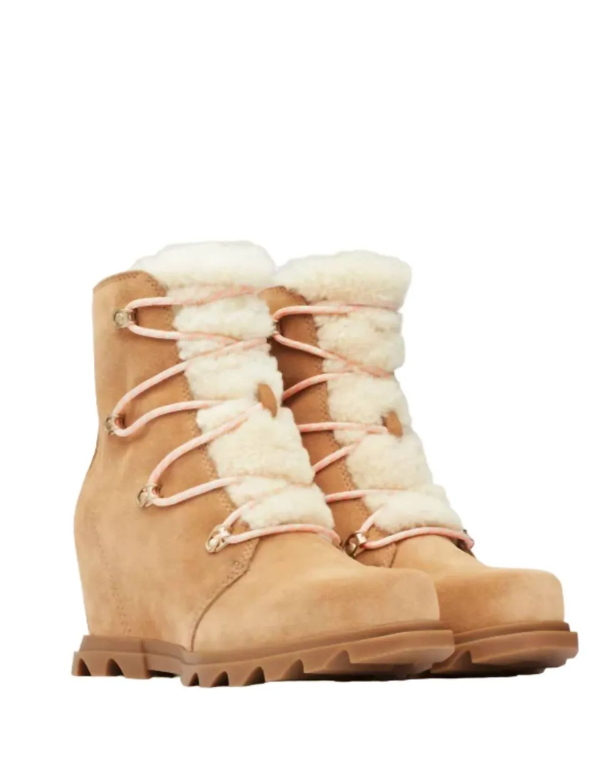 Joan Of Arctic Wedge Iii Lace Cozy Boots In Tawny Buff, Gum Ii