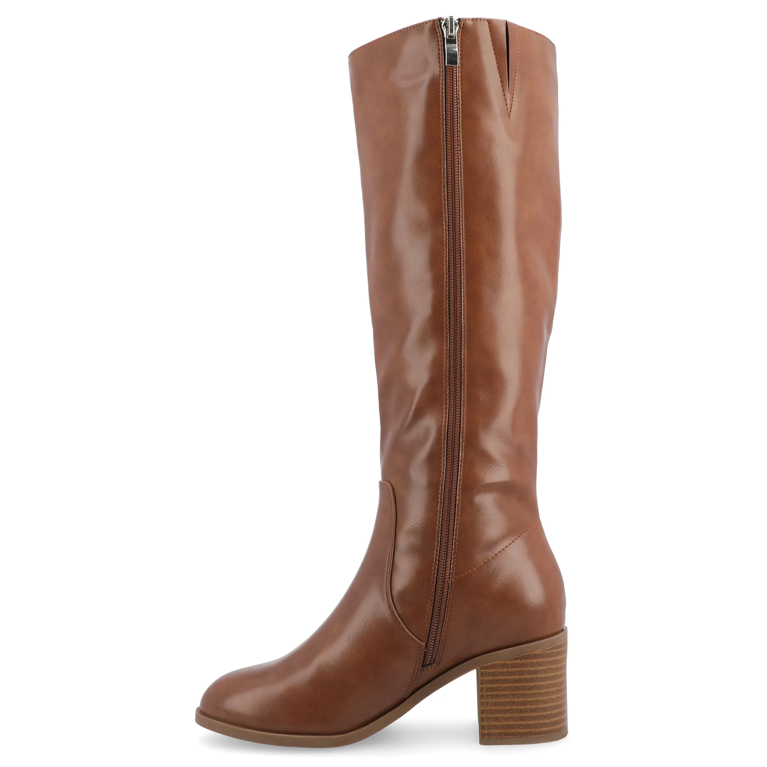 Journee Collection Wide Width Extra Wide Calf Womens Romilly Tru Comfort Foam Stacked Block Heel Round Toe Boots