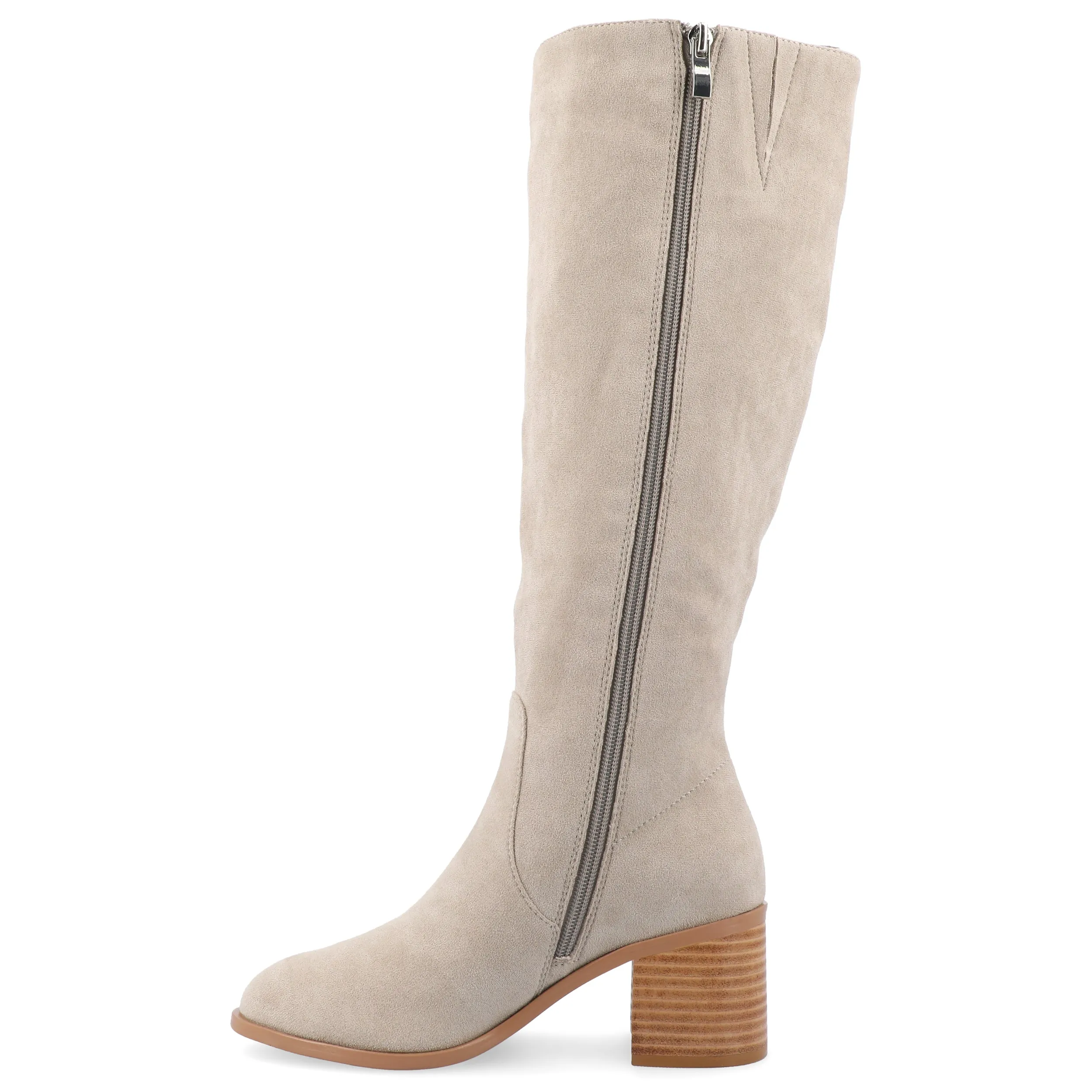 Journee Collection Wide Width Wide Calf Womens Romilly Tru Comfort Foam Stacked Block Heel Round Toe Boots