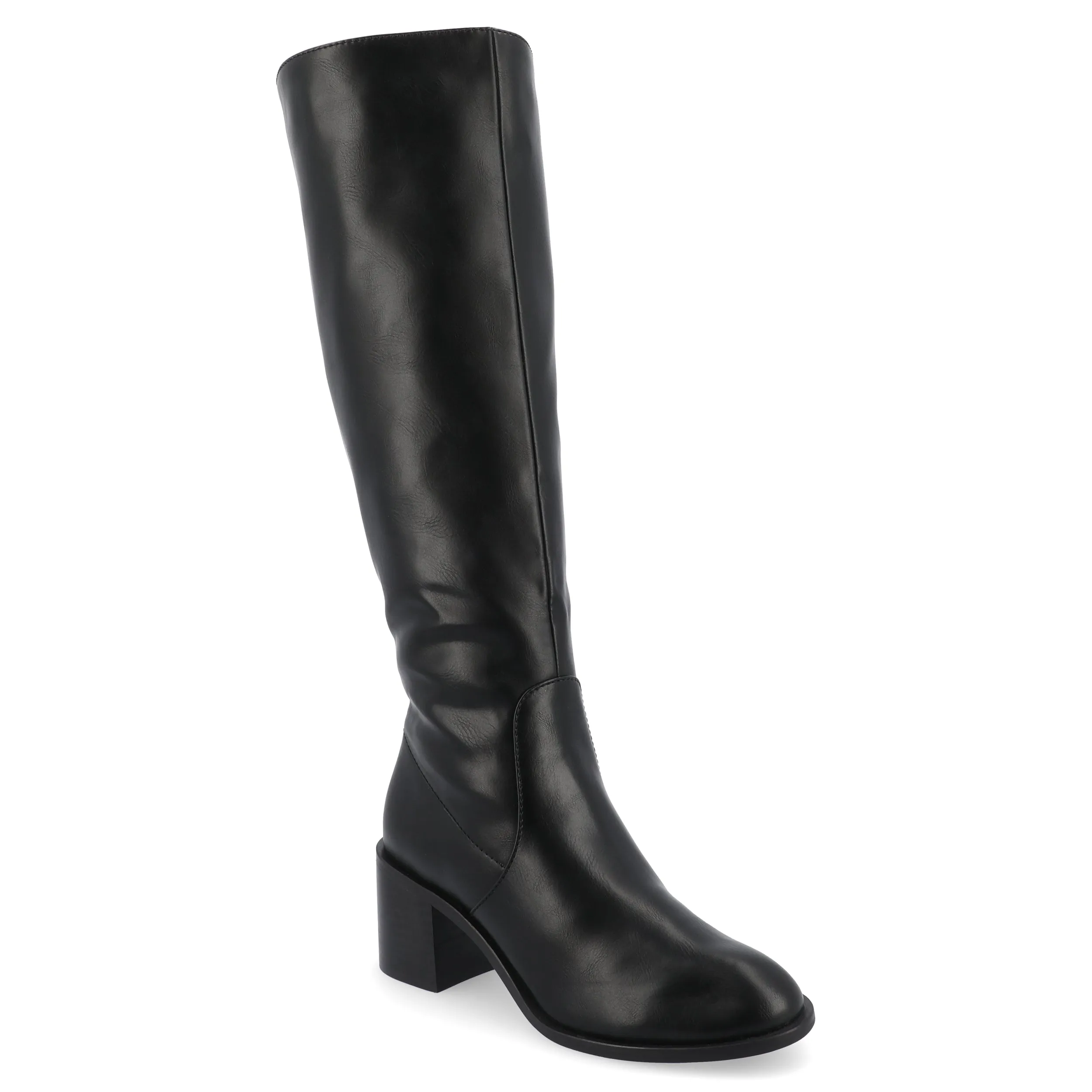 Journee Collection Wide Width Wide Calf Womens Romilly Tru Comfort Foam Stacked Block Heel Round Toe Boots