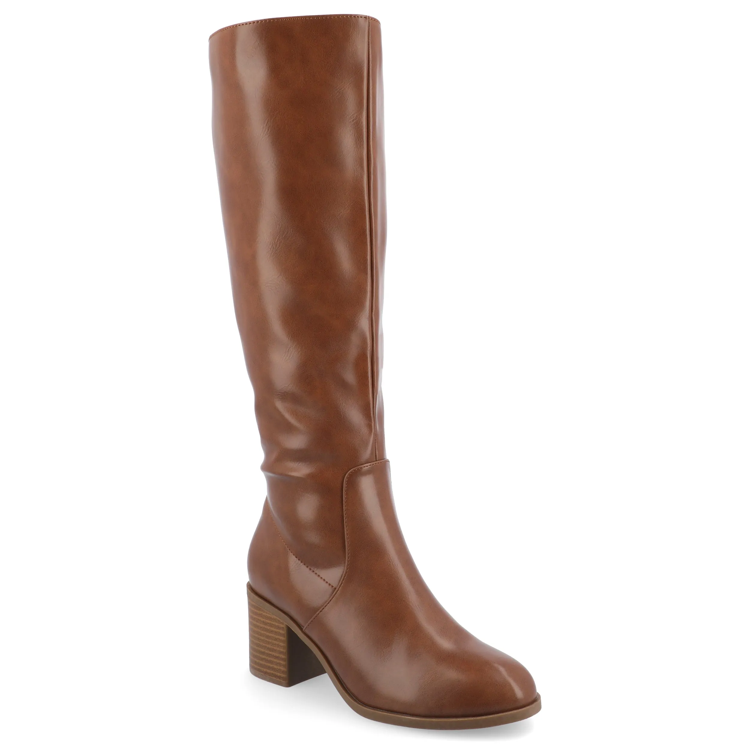 Journee Collection Wide Width Wide Calf Womens Romilly Tru Comfort Foam Stacked Block Heel Round Toe Boots