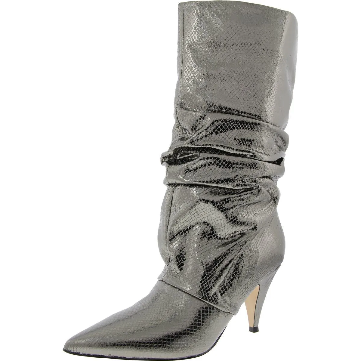 KAILEE Womens Metallic Faux Leather Mid-Calf Boots
