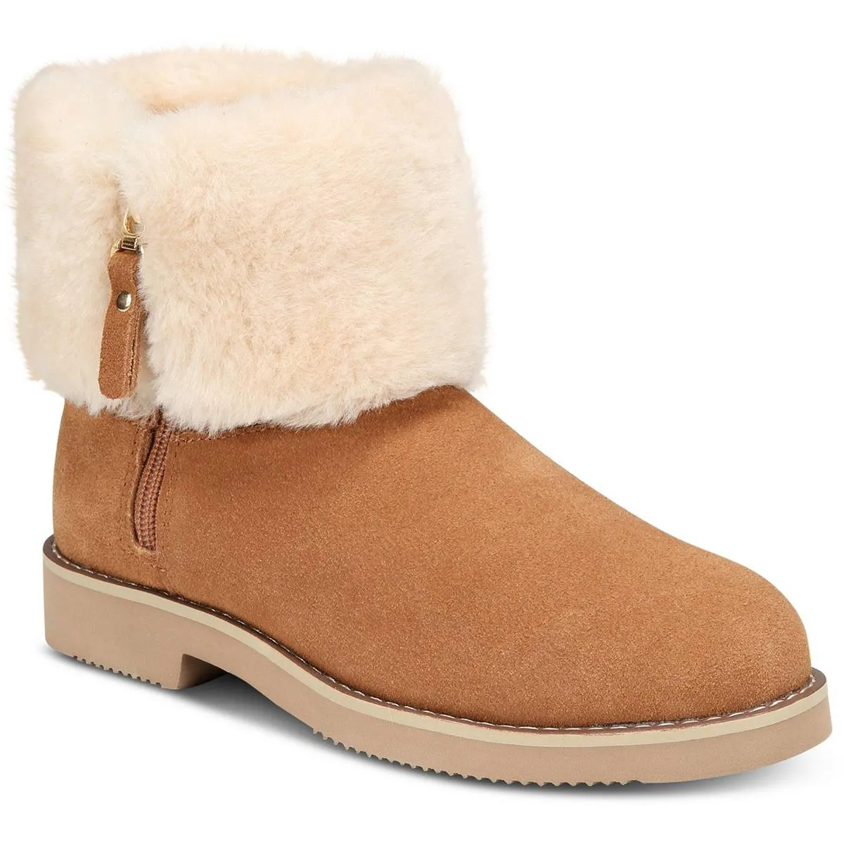 Kalliees Womens Suede Faux Fur Ankle Boots
