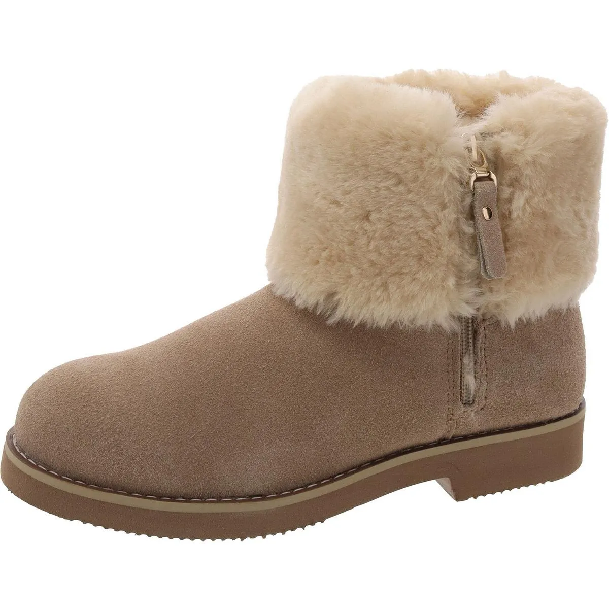 Kalliees Womens Suede Faux Fur Ankle Boots