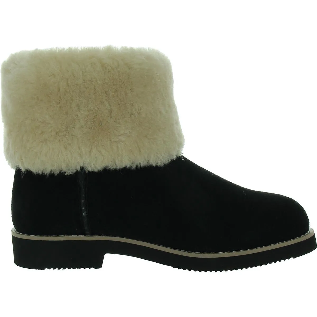 Kalliees Womens Suede Faux Fur Ankle Boots