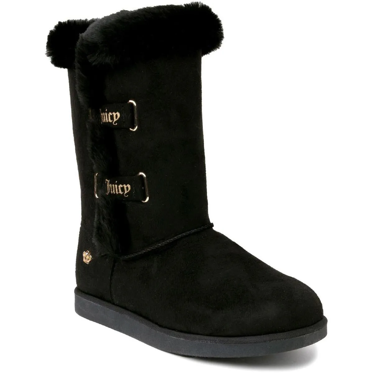 Koded Womens Faux Suede Slip On Winter & Snow Boots