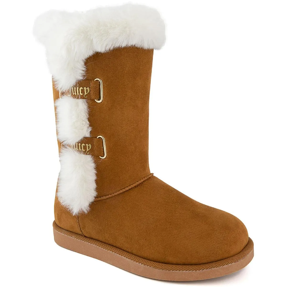 Koded Womens Faux Suede Slip On Winter & Snow Boots