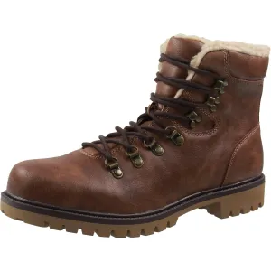 Kylerr Mens Lugged Sole Faux Leather Combat & Lace-Up Boots