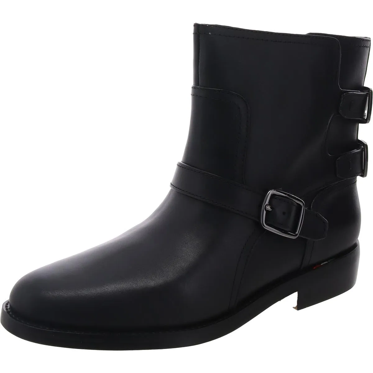 L-PRINA Womens Buckle Leather Ankle Boots