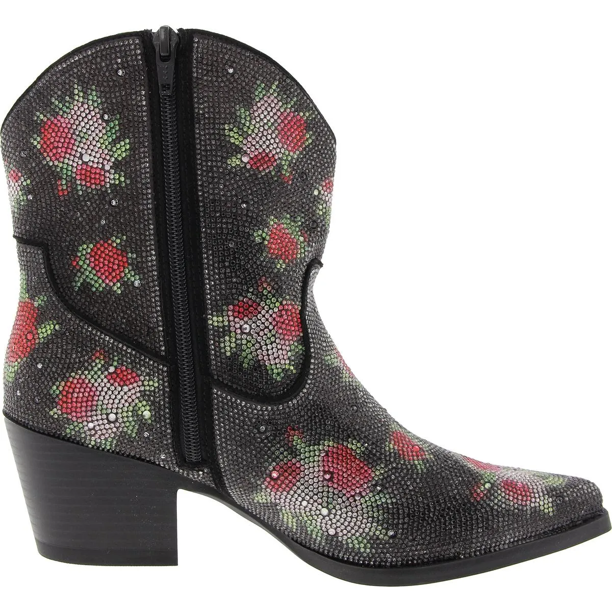 LACEYF Womens Floral Print Manmade Cowboy, Western Boots
