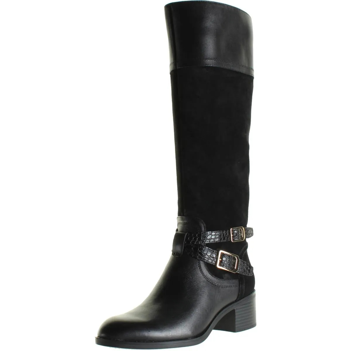 Lapis Womens Leather Belted Knee-High Boots