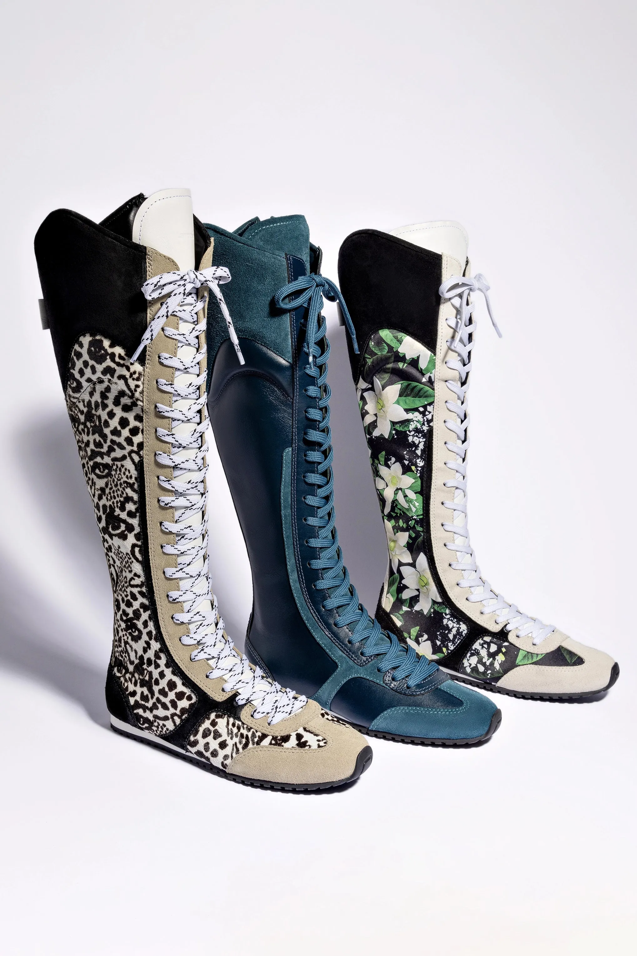 Larroud x Jonathan Cohen Flat Hi Sneaker Boot In Cheetah Black Suede
