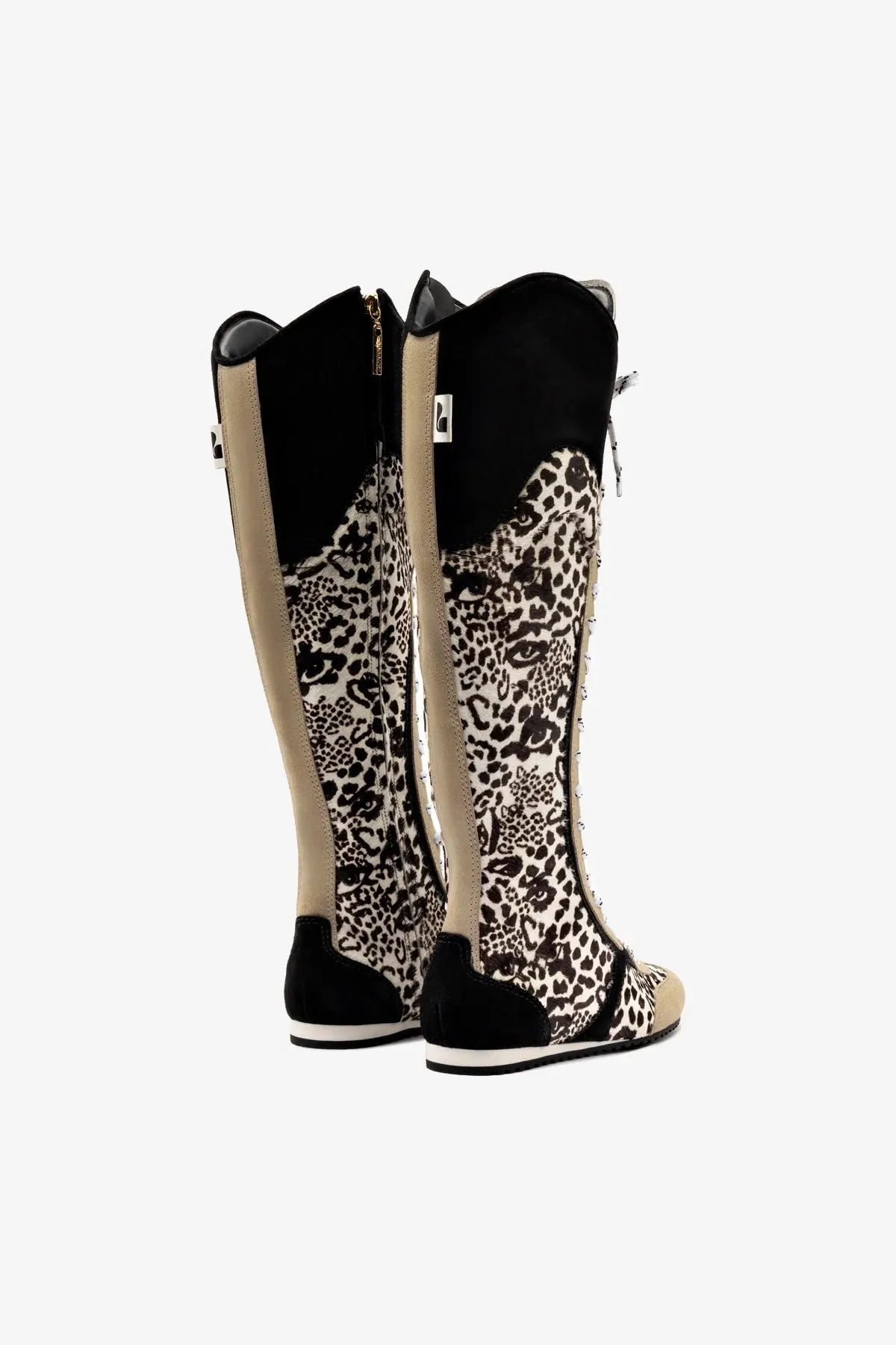Larroud x Jonathan Cohen Flat Hi Sneaker Boot In Cheetah Black Suede