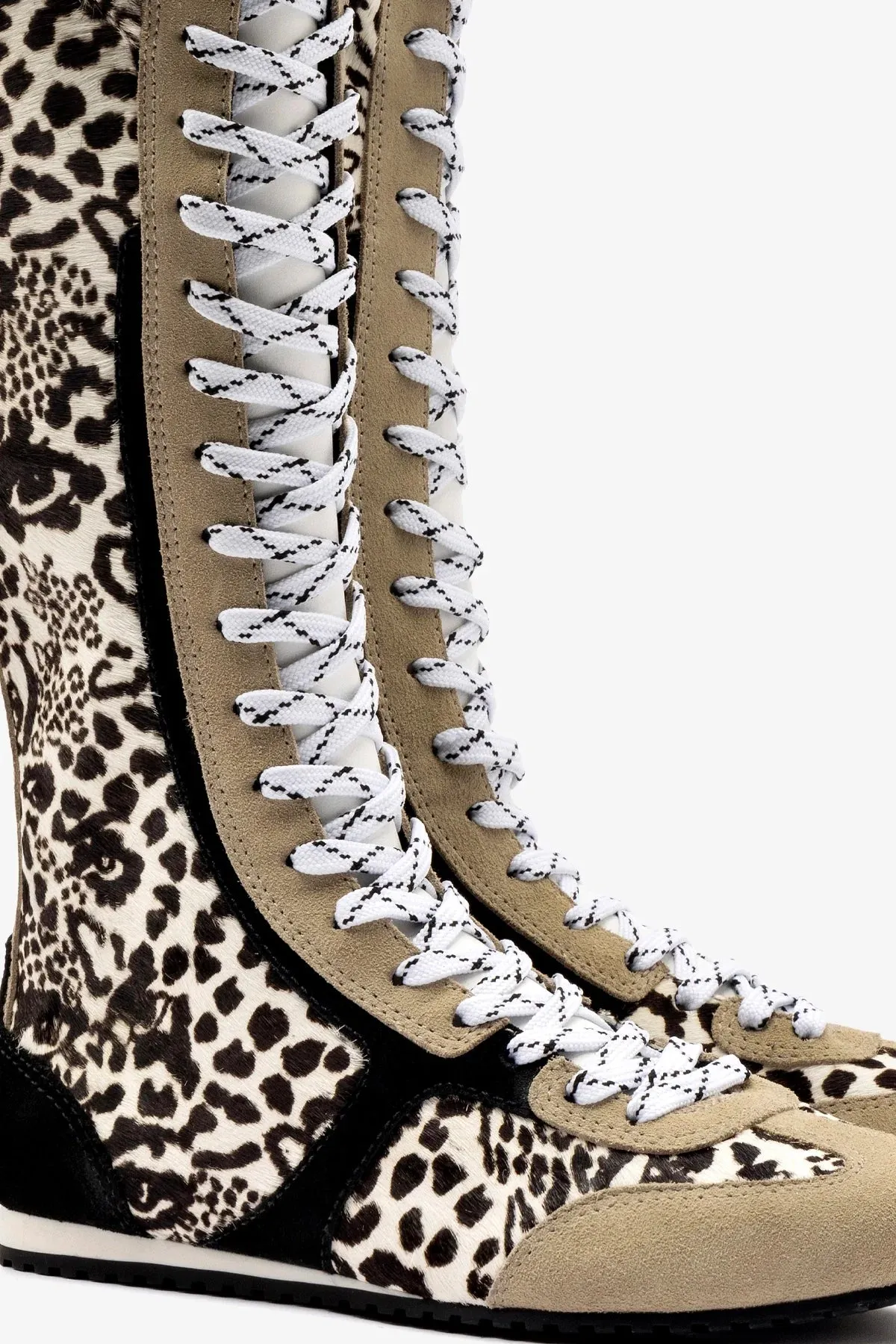 Larroud x Jonathan Cohen Flat Hi Sneaker Boot In Cheetah Black Suede