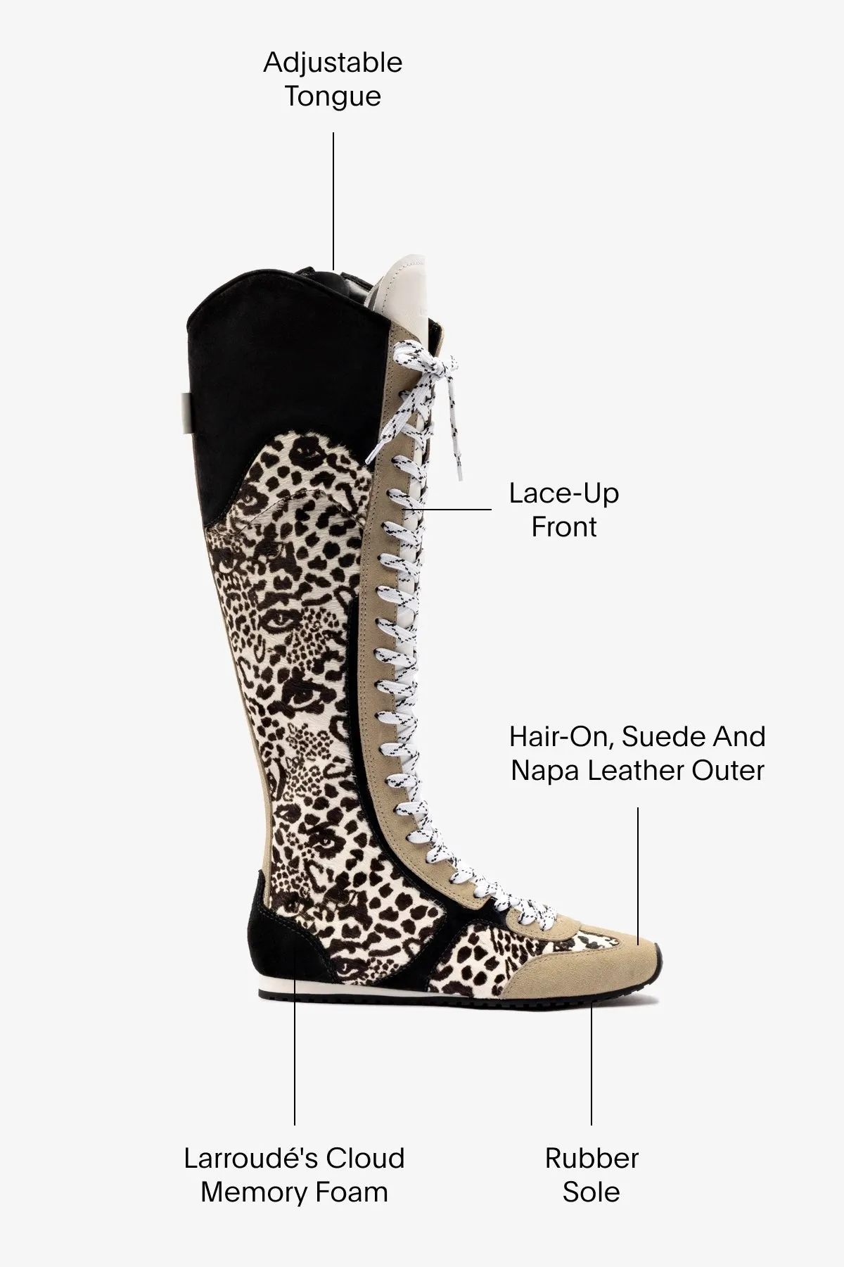 Larroud x Jonathan Cohen Flat Hi Sneaker Boot In Cheetah Black Suede