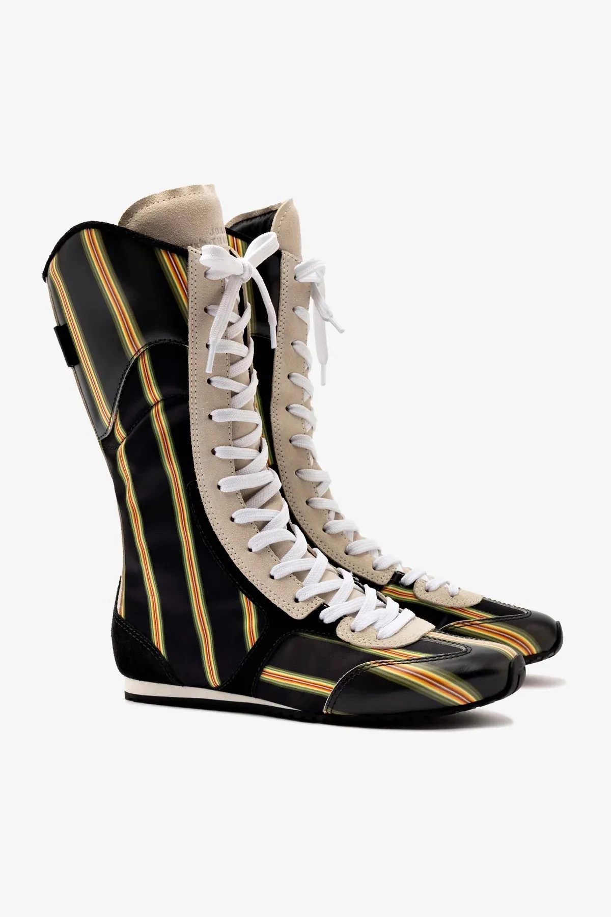 Larroud x Jonathan Cohen Flat Lo Sneaker Boot In Black Striped Suede