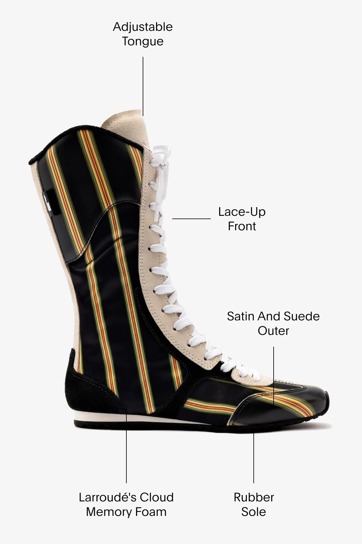 Larroud x Jonathan Cohen Flat Lo Sneaker Boot In Black Striped Suede