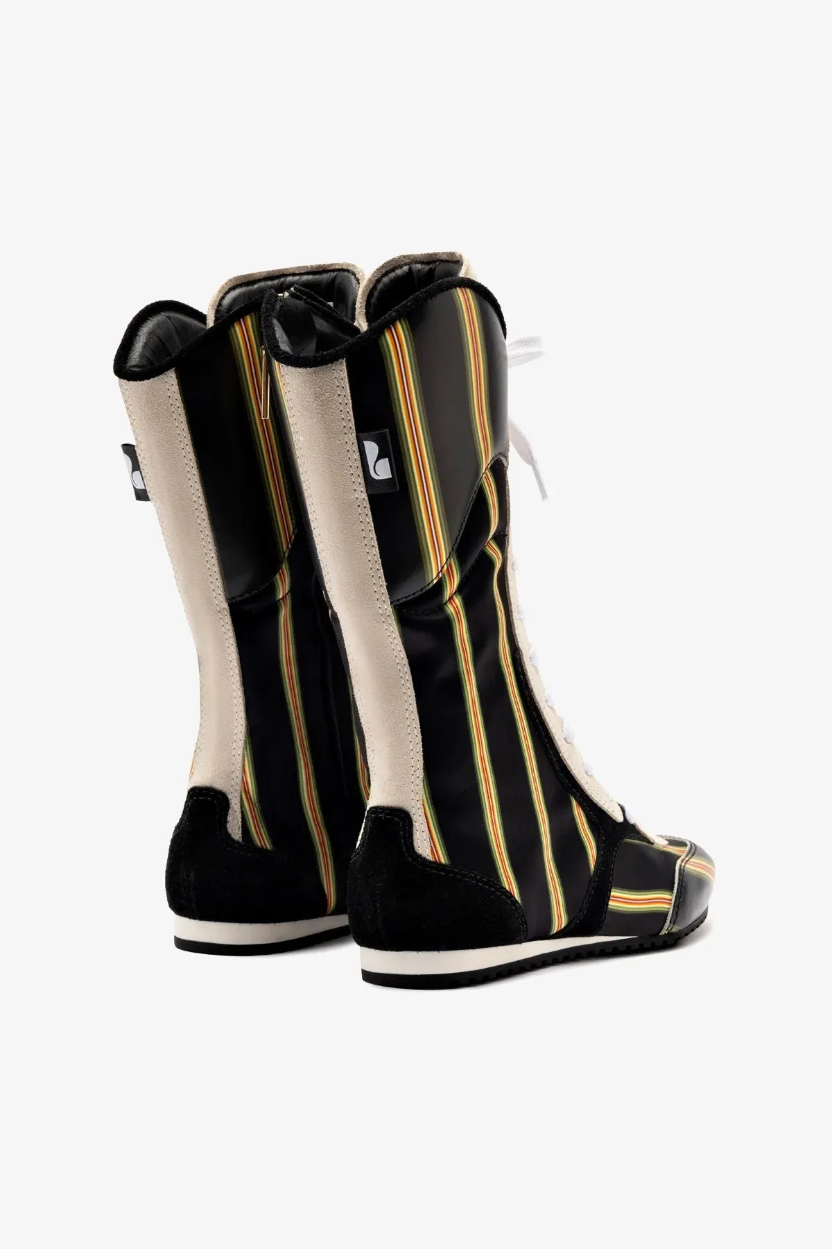 Larroud x Jonathan Cohen Flat Lo Sneaker Boot In Black Striped Suede