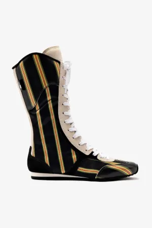 Larroud x Jonathan Cohen Flat Lo Sneaker Boot In Black Striped Suede