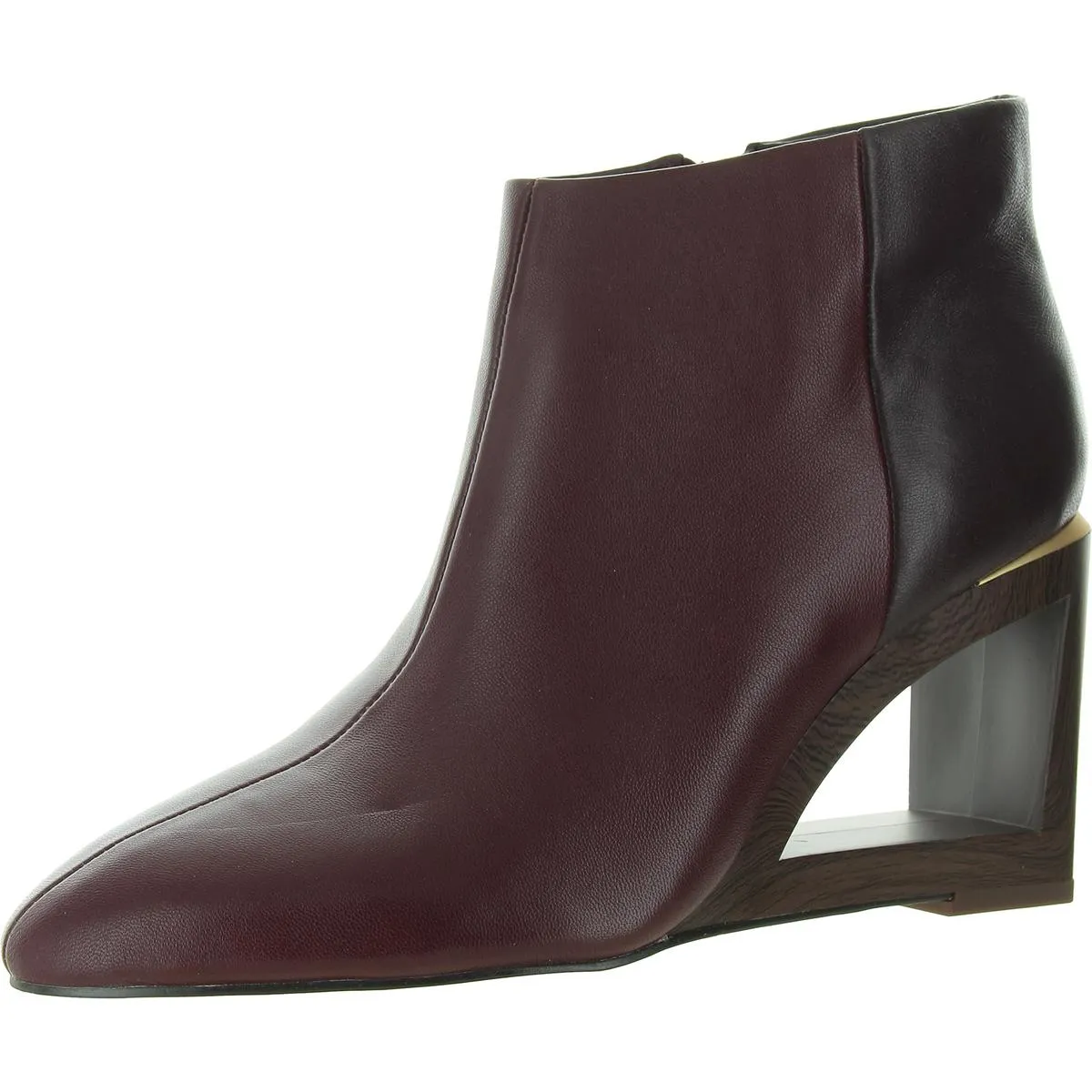 LAX Womens Zipper Leather Wedge Boots