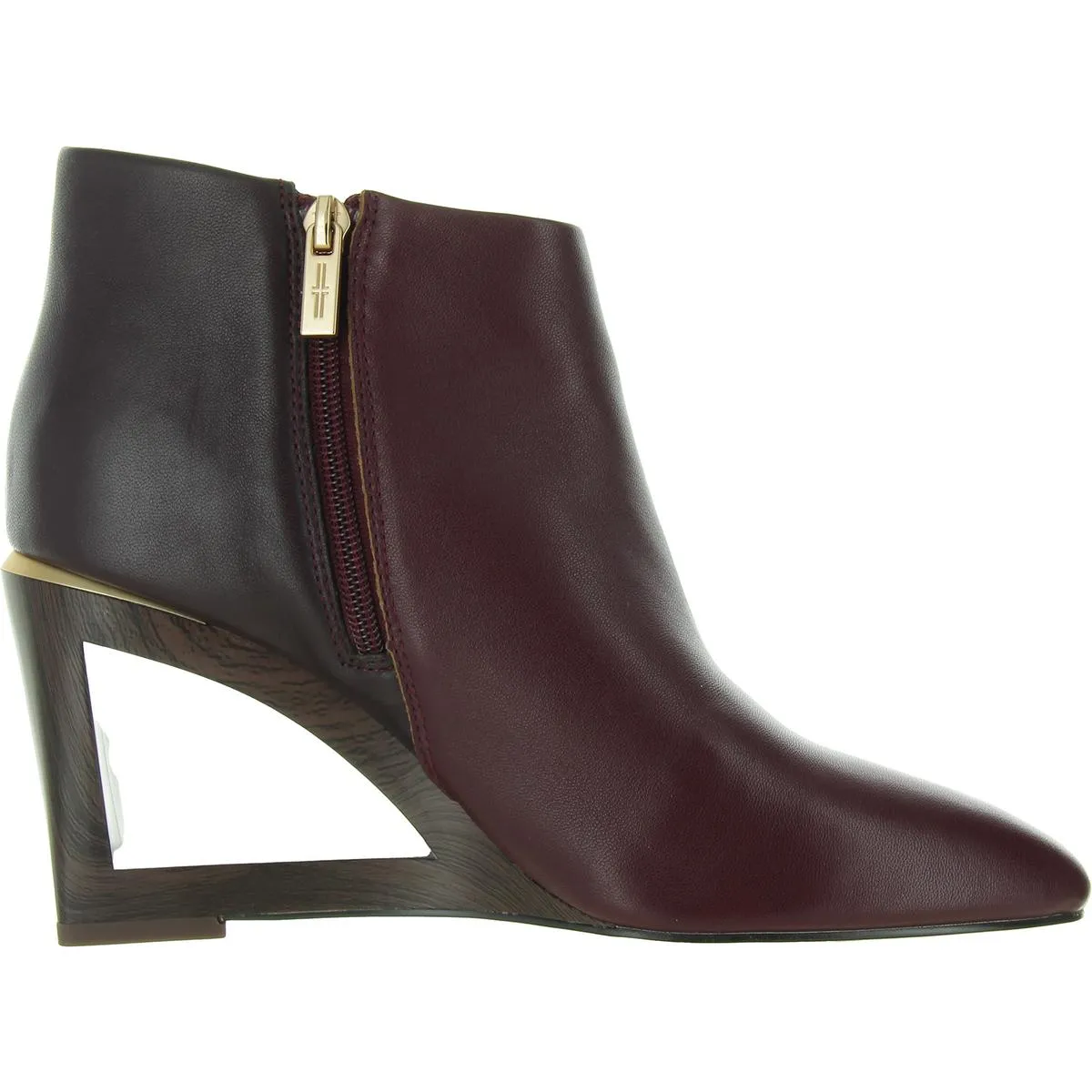 LAX Womens Zipper Leather Wedge Boots
