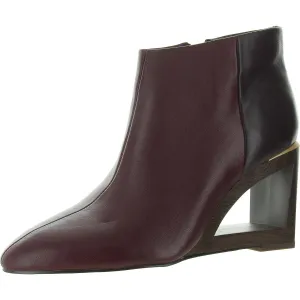 LAX Womens Zipper Leather Wedge Boots