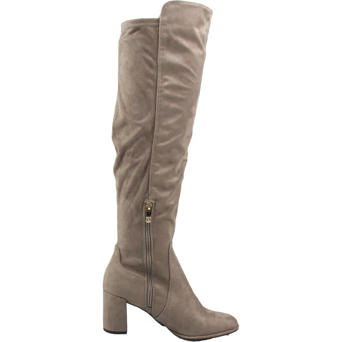 Leyla  Womens Block Heel Faux Suede Over-The-Knee Boots