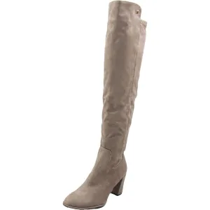 Leyla  Womens Block Heel Faux Suede Over-The-Knee Boots