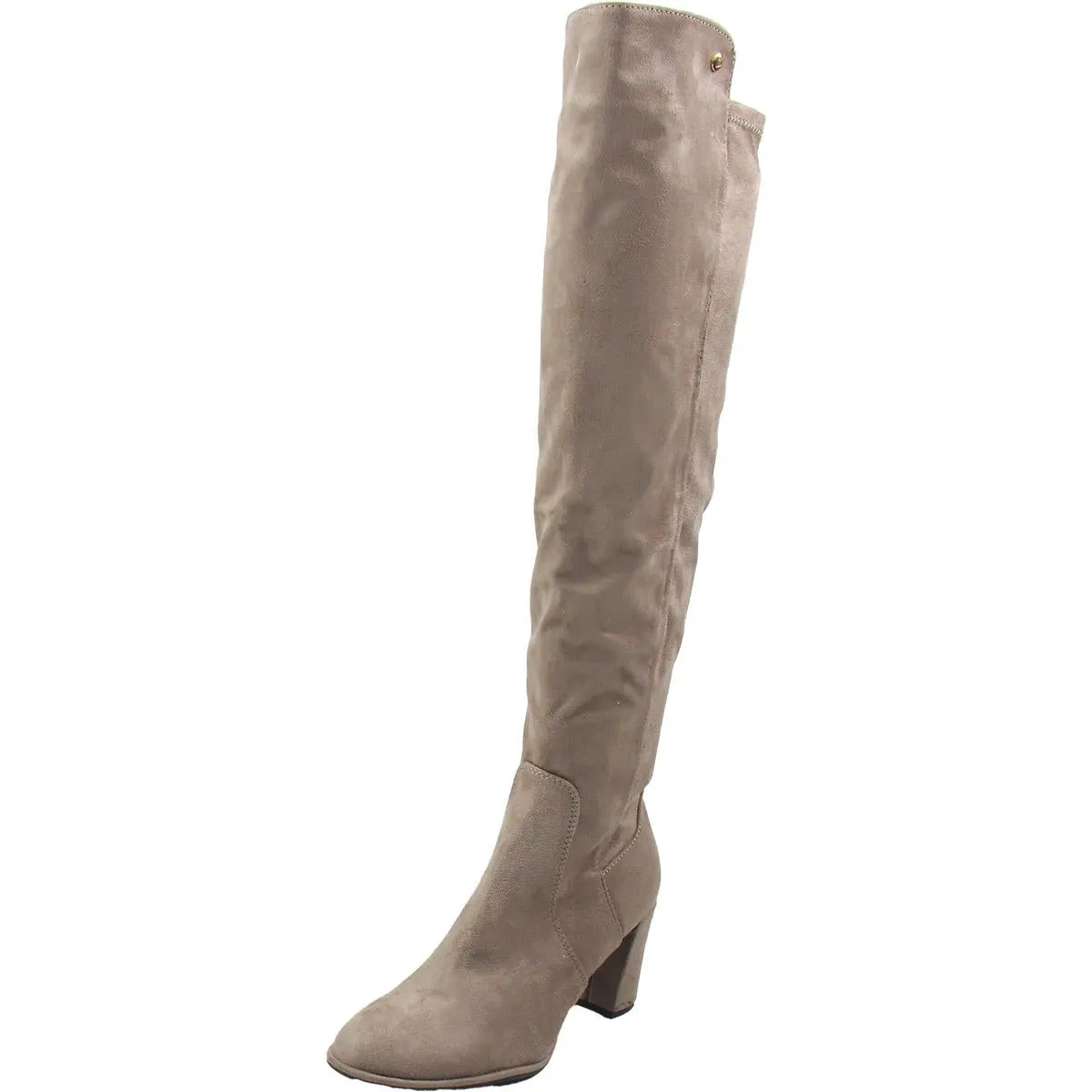 Leyla  Womens Block Heel Faux Suede Over-The-Knee Boots