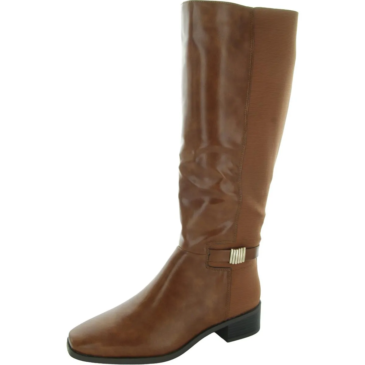 Londyn Womens Mixed Media Faux Leather Knee-High Boots