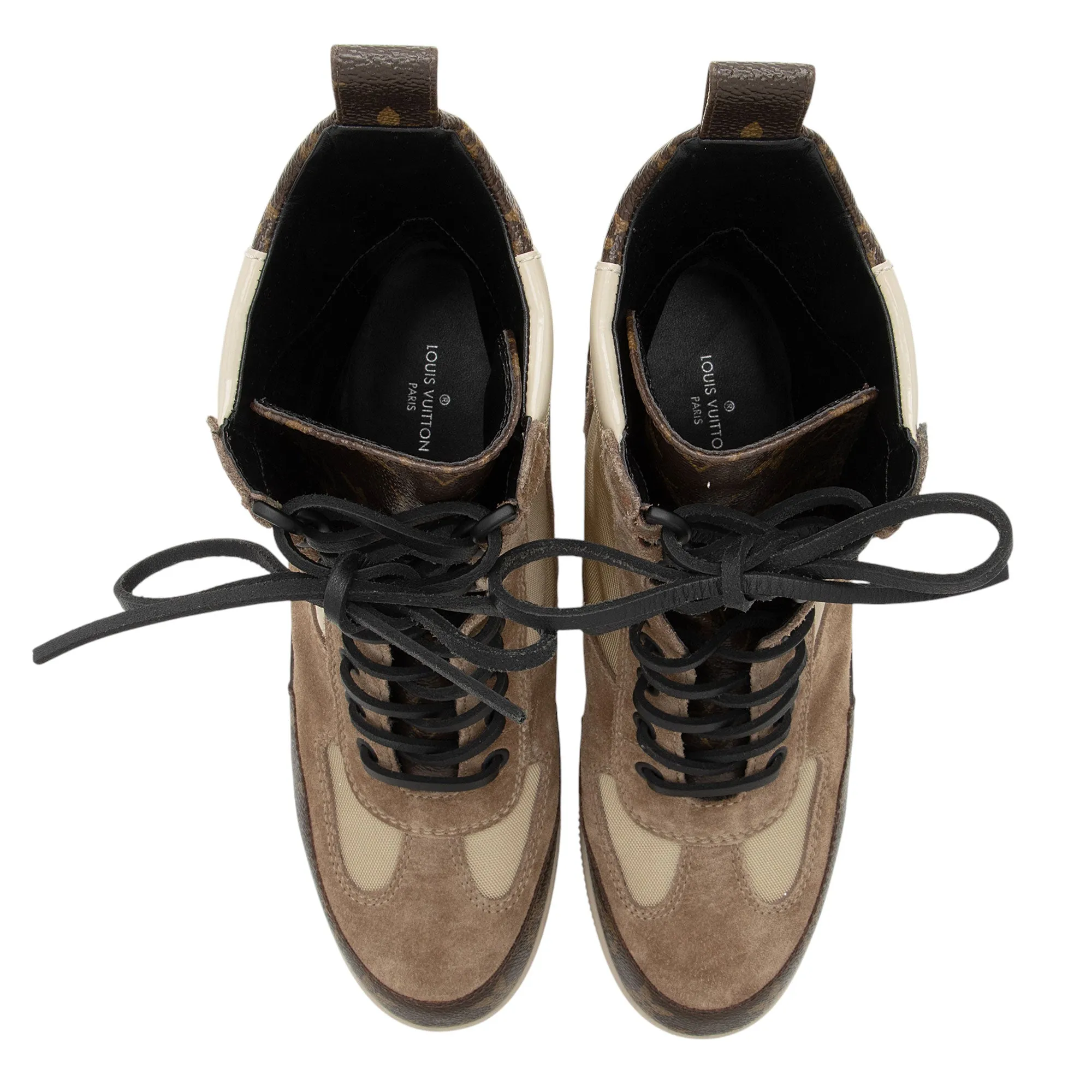 Louis Vuitton Monogram Canvas Suede Laureate Desert Platform Boots