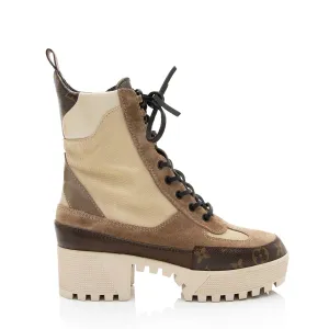 Louis Vuitton Monogram Canvas Suede Laureate Desert Platform Boots