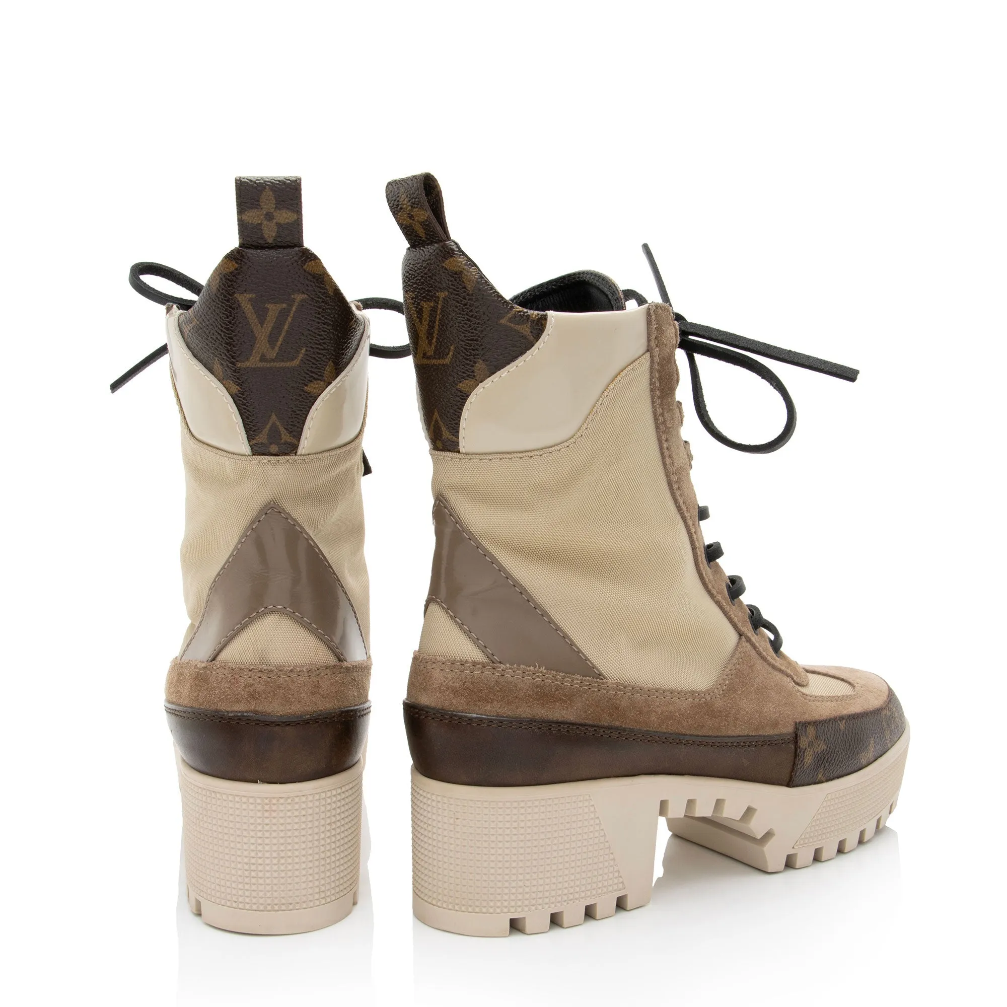 Louis Vuitton Monogram Canvas Suede Laureate Desert Platform Boots