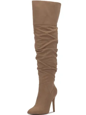 Loury Womens Stiletto Faux Suede Over-The-Knee Boots