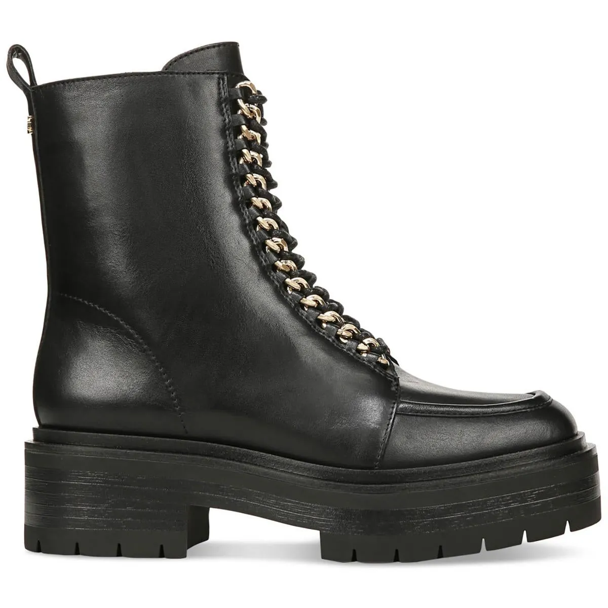 Lovrin Womens Leather Lugged Sole Combat & Lace-Up Boots