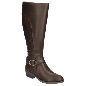 Luella Plus Womens Faux Leather Embossed Knee-High Boots