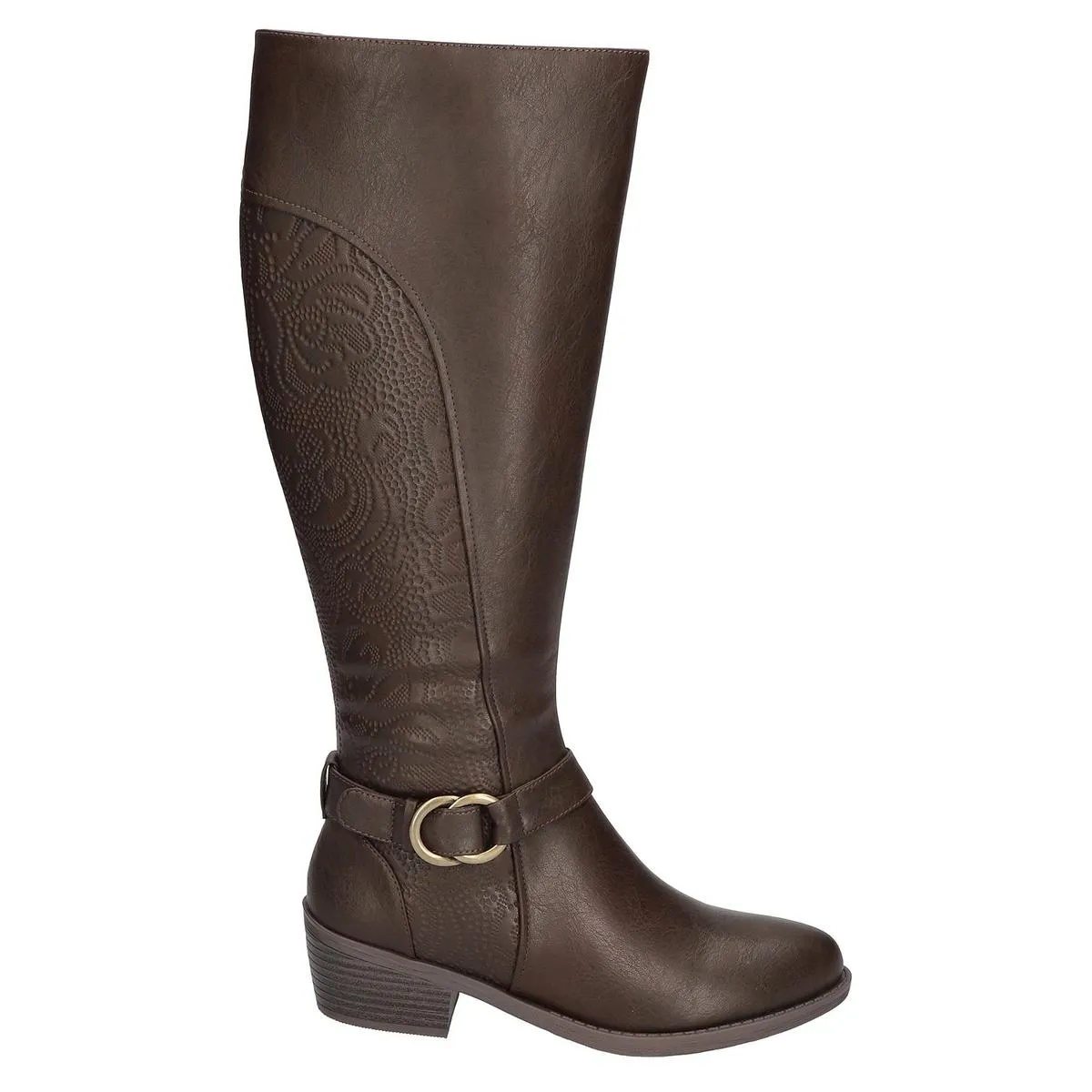 Luella Plus Womens Faux Leather Embossed Knee-High Boots