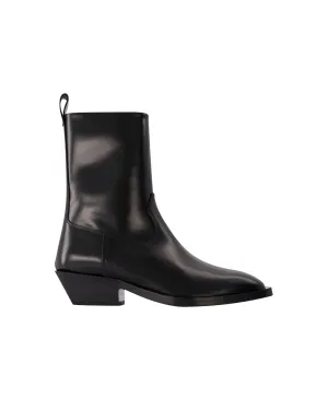 Luis 35Mm Square Toe Block in leatherHeel Ankle Boot