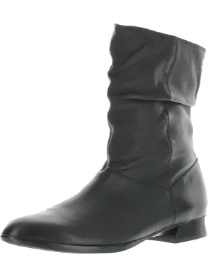 Lynette Womens Leather Zipper Mid-Calf Boots
